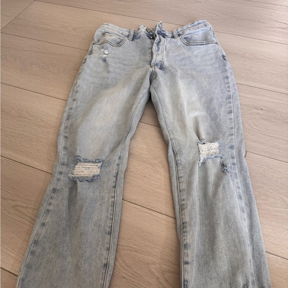 Rachel Parcell Light Blue Distressed Straight Leg Jeans - Picture 1 of 4